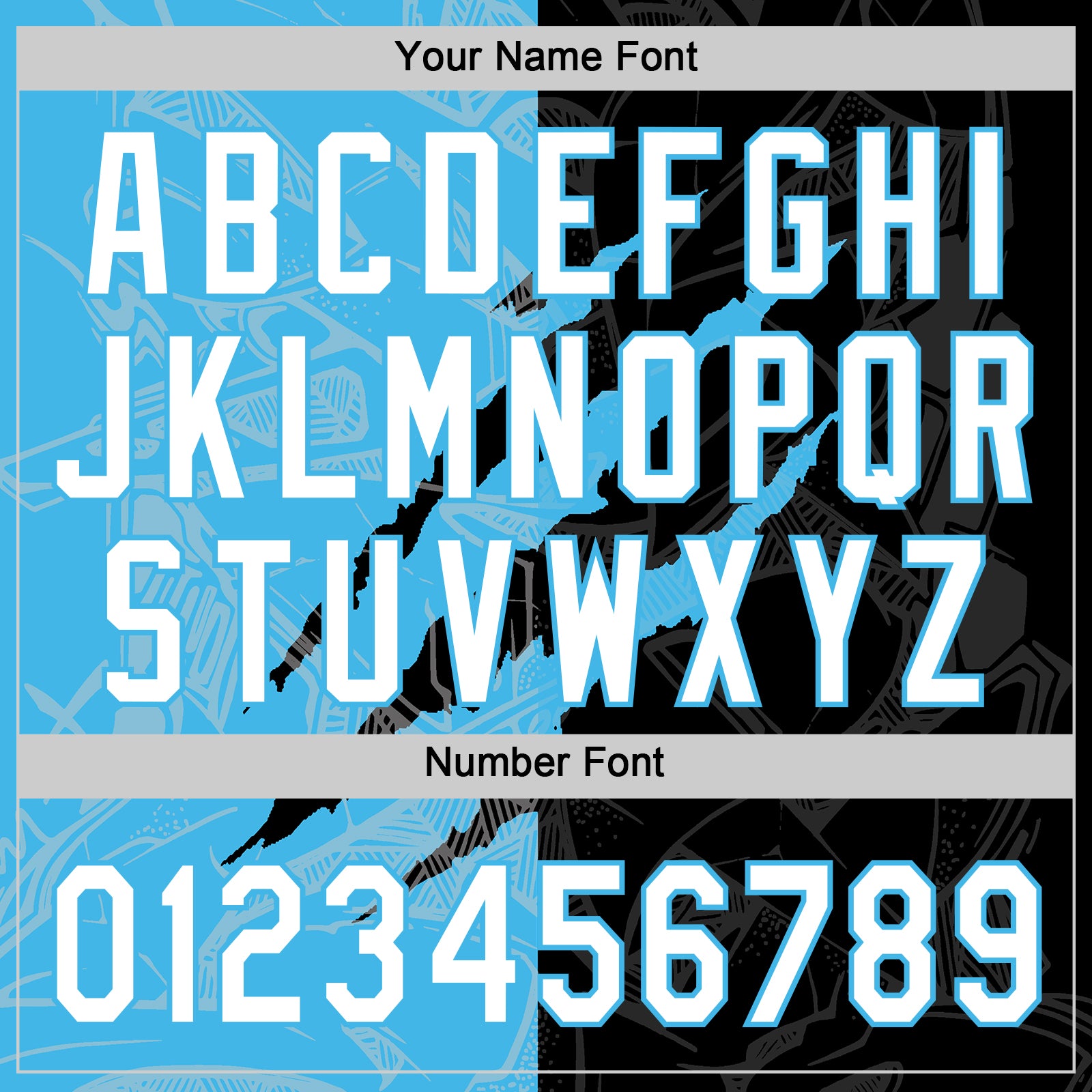 Custom Graffiti Pattern White Black-Sky Blue 3D Scratch Two-Button Unisex Softball Jersey