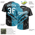 Custom Graffiti Pattern White Black-Panther Blue 3D Scratch Two-Button Unisex Softball Jersey