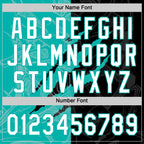 Custom Graffiti Pattern White Black-Aqua 3D Scratch Two-Button Unisex Softball Jersey