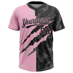 Custom Graffiti Pattern Black-Light Pink 3D Scratch Two-Button Unisex Softball Jersey