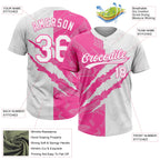 Custom Graffiti Pattern White-Pink 3D Scratch Two-Button Unisex Softball Jersey