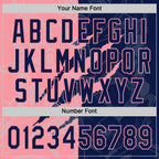 Custom Graffiti Pattern Navy-Medium Pink 3D Scratch Two-Button Unisex Softball Jersey