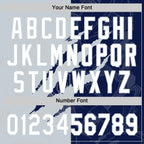 Custom Graffiti Pattern White Navy-Silver 3D Scratch Two-Button Unisex Softball Jersey