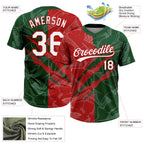 Custom Graffiti Pattern White Green-Red 3D Scratch Two-Button Unisex Softball Jersey