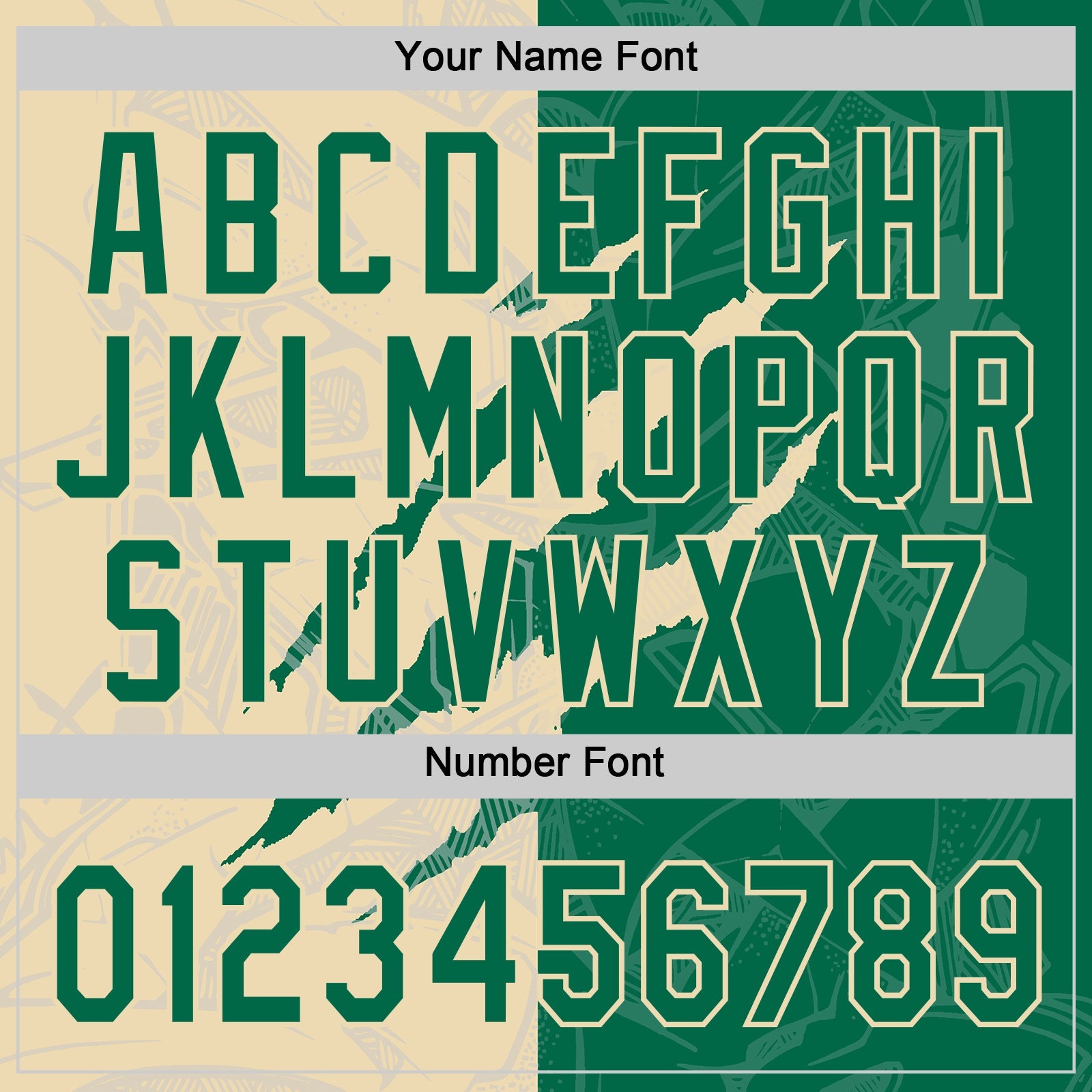 Custom Graffiti Pattern Kelly Green-Cream 3D Scratch Two-Button Unisex Softball Jersey