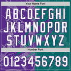 Custom Graffiti Pattern White Teal-Purple 3D Scratch Two-Button Unisex Softball Jersey