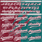 Custom Graffiti Pattern White Teal-Crimson 3D Scratch Two-Button Unisex Softball Jersey