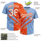 Custom Graffiti Pattern White Light Blue-Orange 3D Scratch Two-Button Unisex Softball Jersey