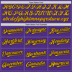 Custom Purple Gold-Black Pinstripe Authentic Split Fashion Baseball Jersey