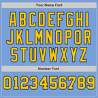 Custom Light Blue Yellow-Navy Pinstripe Authentic Split Fashion Baseball Jersey