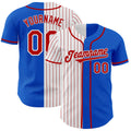 Custom Thunder Blue Red-White Red Pinstripe Authentic Split Fashion Baseball Jersey