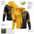 Custom Black Gold Split Ripped Pattern Baseball Pullover Sweatshirt Hoodie