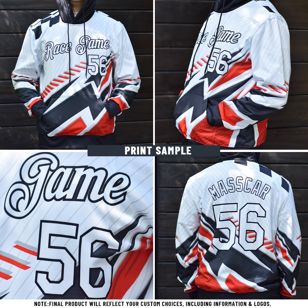 Custom Black Kelly Green-White Split Ripped Pattern Baseball Pullover Sweatshirt Hoodie