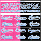 Custom Black Light Blue Pink-White Split Fashion Hockey Lace Neck Jersey