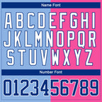 Custom Pink Royal Light Blue-White Split Fashion Hockey Lace Neck Jersey