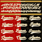 Custom Black White Red-Old Gold Split Fashion Hockey Lace Neck Jersey