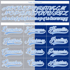 Custom Royal Light Blue Gray-White Split Fashion Hockey Lace Neck Jersey