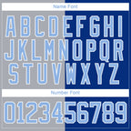 Custom Royal Light Blue Gray-White Split Fashion Hockey Lace Neck Jersey