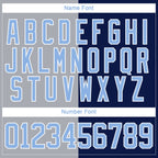 Custom Navy Light Blue Gray-White Split Fashion Hockey Lace Neck Jersey