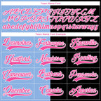 Custom Black Pink Light Blue-White Split Fashion Hockey Lace Neck Jersey