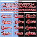 Custom Black Red Light Blue-White Split Fashion Hockey Lace Neck Jersey