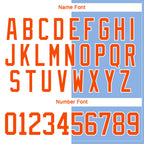 Custom Light Blue Orange-White Split Fashion Hockey Lace Neck Jersey