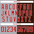 Custom Brown Red Gray-White Split Fashion Hockey Lace Neck Jersey