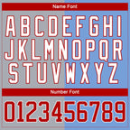 Custom Powder Blue Red Gray-White Split Fashion Hockey Lace Neck Jersey