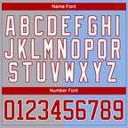 Custom Light Blue Red Gray-White Split Fashion Hockey Lace Neck Jersey