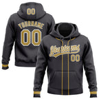 Custom Stitched Steel Gray Old Gold-White Baseball Pullover Sweatshirt Hoodie
