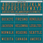 Custom Teal Navy-Old Gold Mesh Authentic Throwback Football Jersey