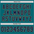 Custom Teal Navy-Old Gold Mesh Authentic Throwback Football Jersey