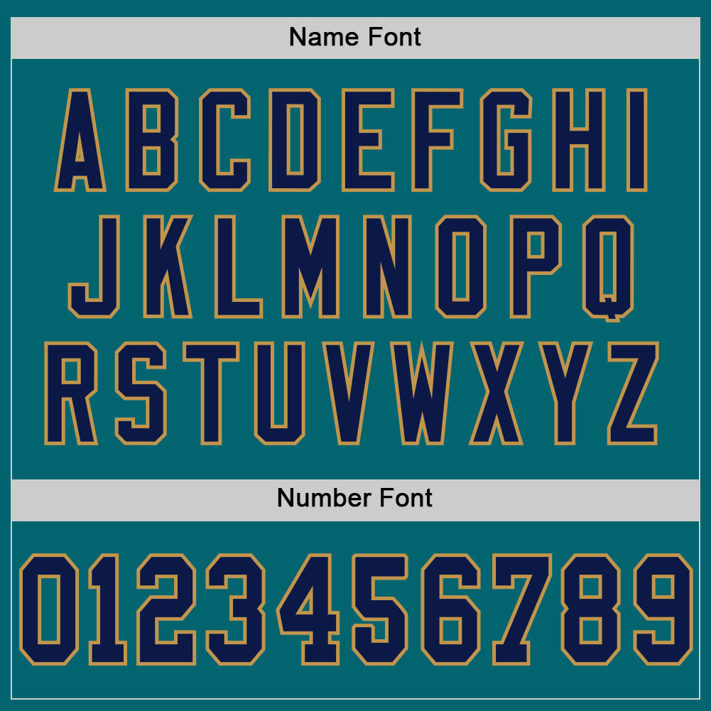 Custom Teal Navy-Old Gold Mesh Authentic Throwback Football Jersey