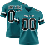 Custom Teal Black-White Authentic Football Jersey