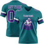 Custom Teal Purple-White Authentic Football Jersey
