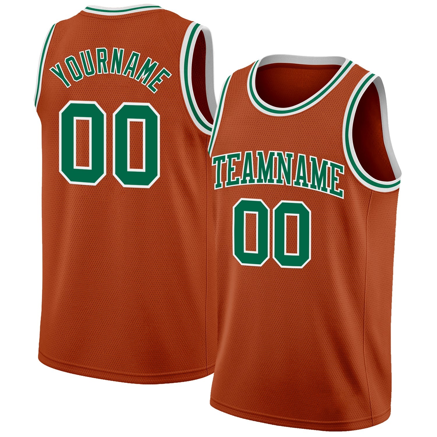 Custom Texas Orange Kelly Green-White Authentic Basketball Jersey