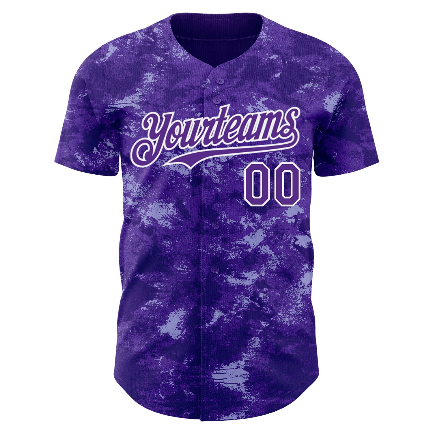Custom Tie Dye Purple-White 3D Authentic Baseball Jersey