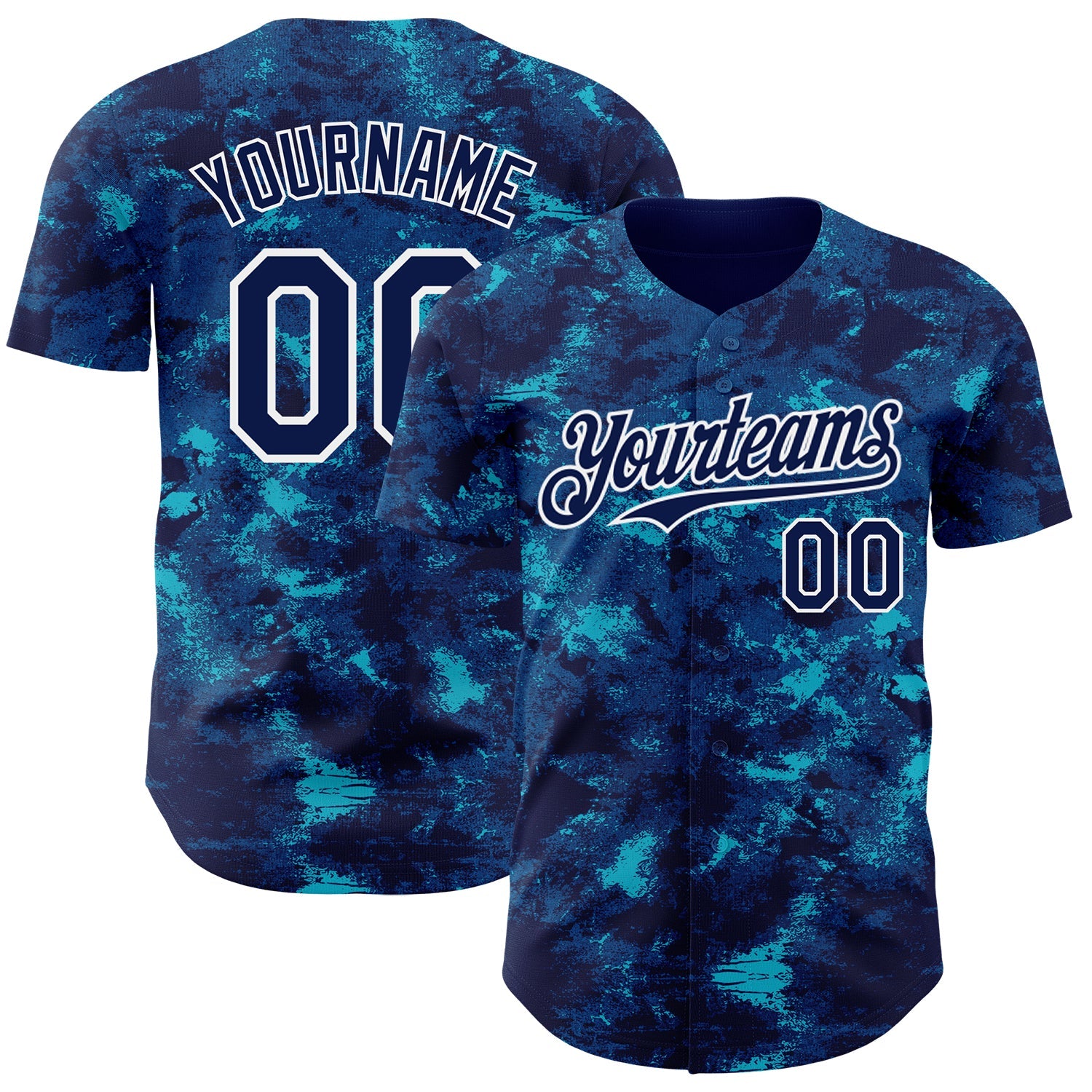 Custom Tie Dye Navy-White 3D Authentic Baseball Jersey