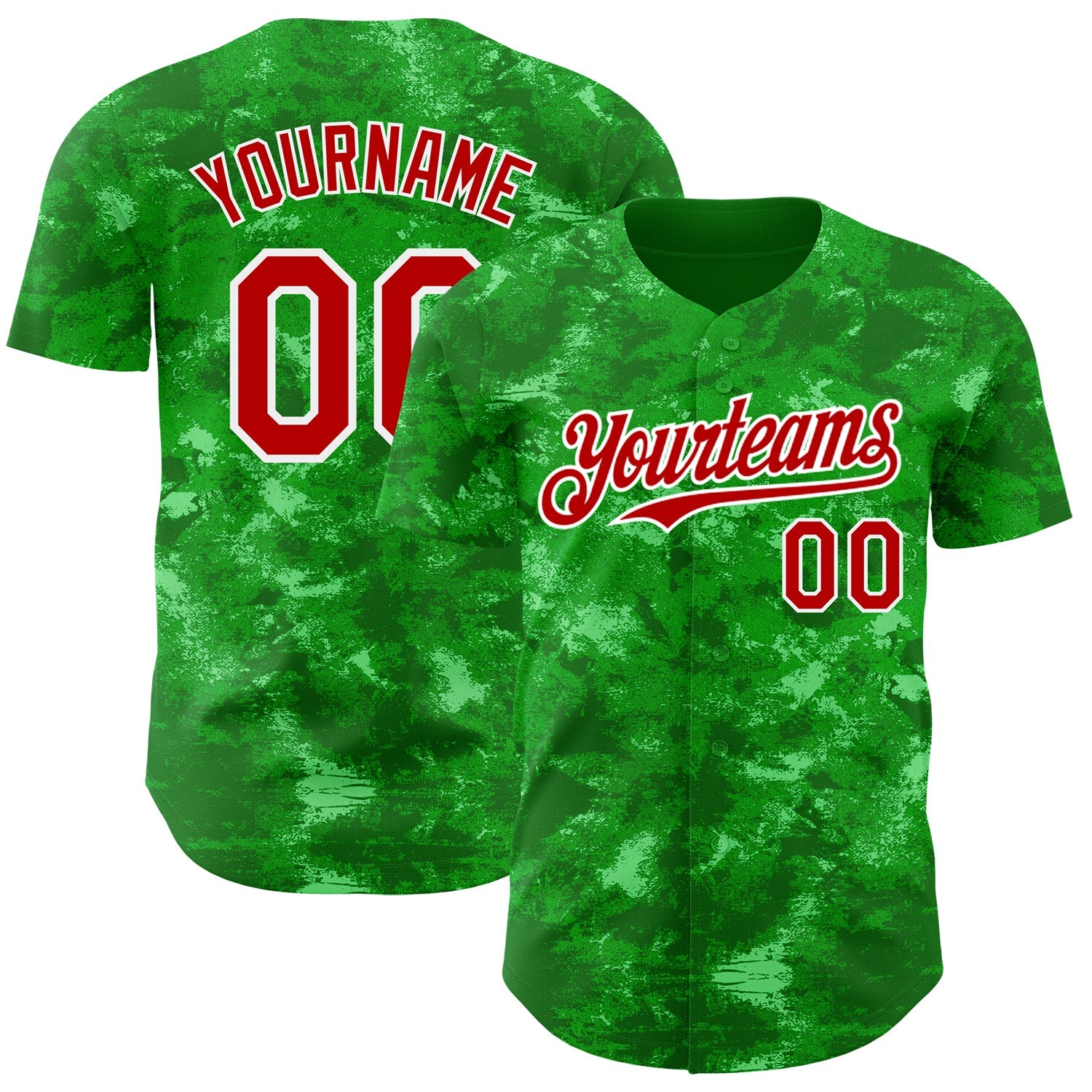 Custom Tie Dye Red-White 3D Authentic Baseball Jersey