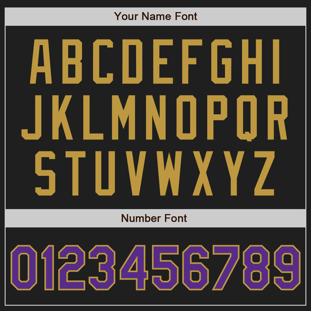 Custom Black Purple-Old Gold Authentic Two Tone Baseball Jersey