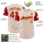 Custom Cream Red Pinstripe Old Gold Authentic Two Tone Baseball Jersey