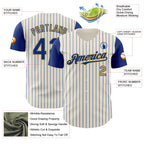 Custom Cream Royal Pinstripe Old Gold Authentic Two Tone Baseball Jersey