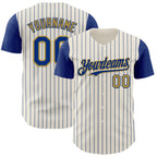 Custom Cream Royal Pinstripe Old Gold Authentic Two Tone Baseball Jersey
