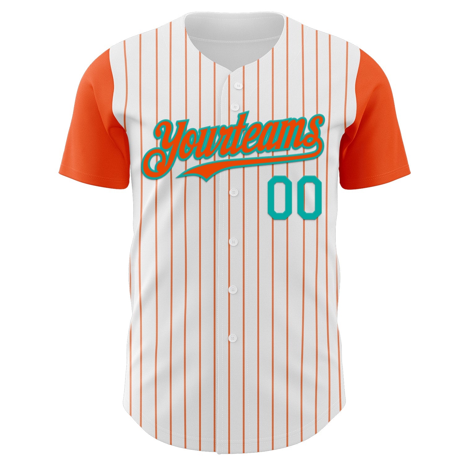 Custom White Orange Pinstripe Aqua Authentic Two Tone Baseball Jersey