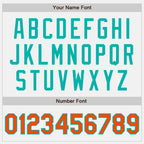 Custom White Orange Pinstripe Aqua Authentic Two Tone Baseball Jersey