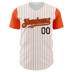 Custom White Orange Pinstripe Brown Authentic Two Tone Baseball Jersey
