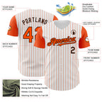Custom White Orange Pinstripe Brown Authentic Two Tone Baseball Jersey