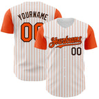Custom White Orange Pinstripe Brown Authentic Two Tone Baseball Jersey