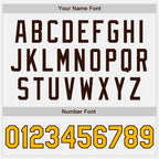 Custom White Gold Pinstripe Brown Authentic Two Tone Baseball Jersey