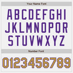 Custom White Old Gold Pinstripe Purple Authentic Two Tone Baseball Jersey